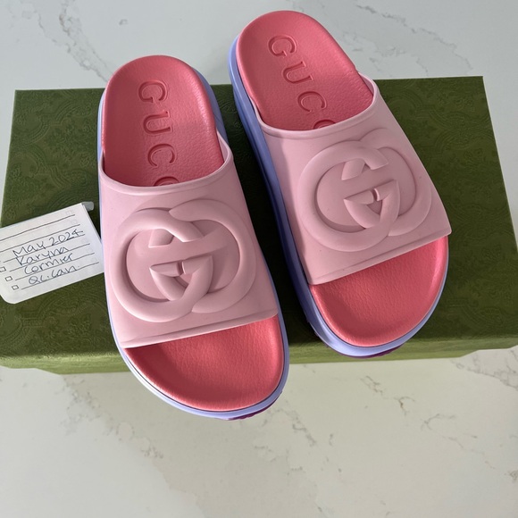 SOLD.  Brand new Gucci slides - platform sandals - Picture 1 of 5